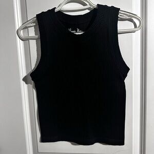 Hippie Rose Ribbed Sleeveless Knit Top – Black – Size S – New Without Tags